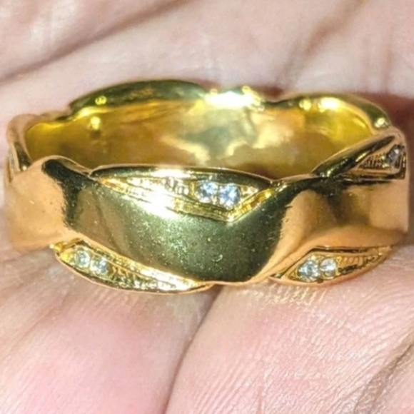 Elegant Mens Gold Plated Ring Sz 13 - Picture 13 of 16